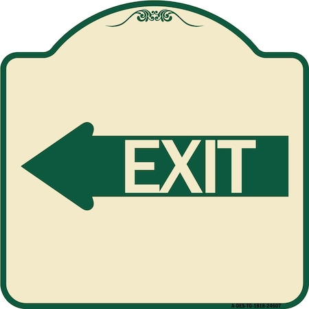 Signmission Exit With Left Arrow Heavy-Gauge Aluminum Architectural Sign, 18" H, 18" L, TG-1818-24607 A-DES-TG-1818-24607